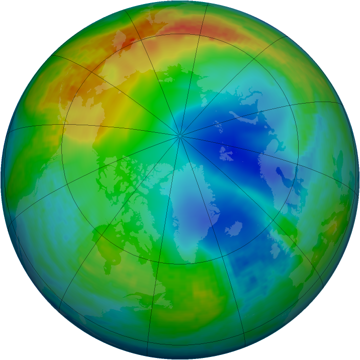 Arctic ozone map for 05 December 2002